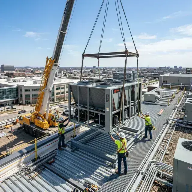 Industrial HVAC chiller plant installation in Houston Texas
